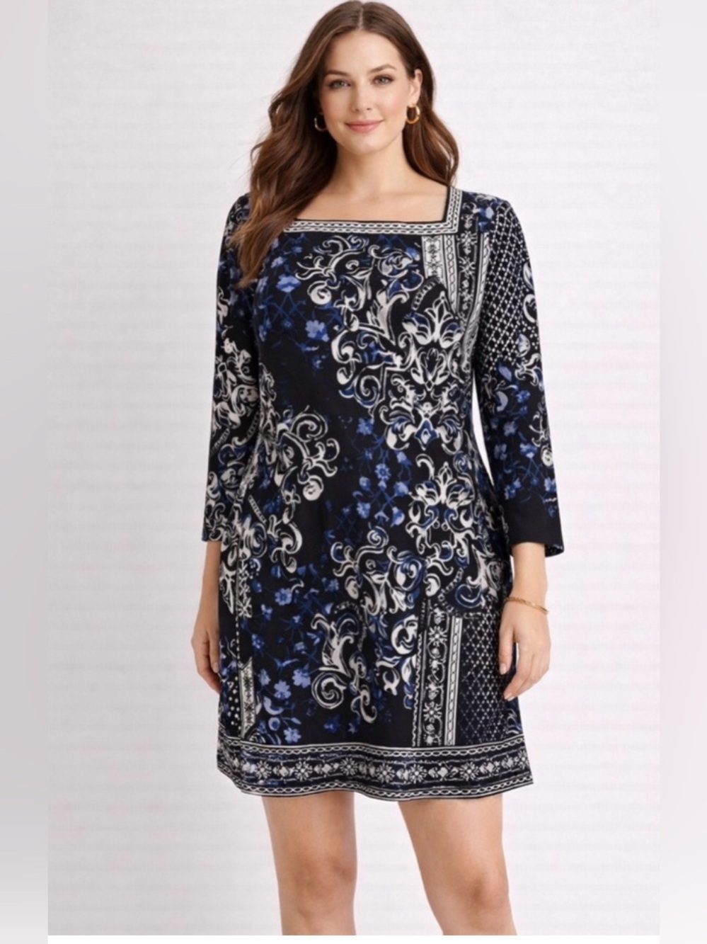 White House Black Market Paisley Floral Shift Dress Size M